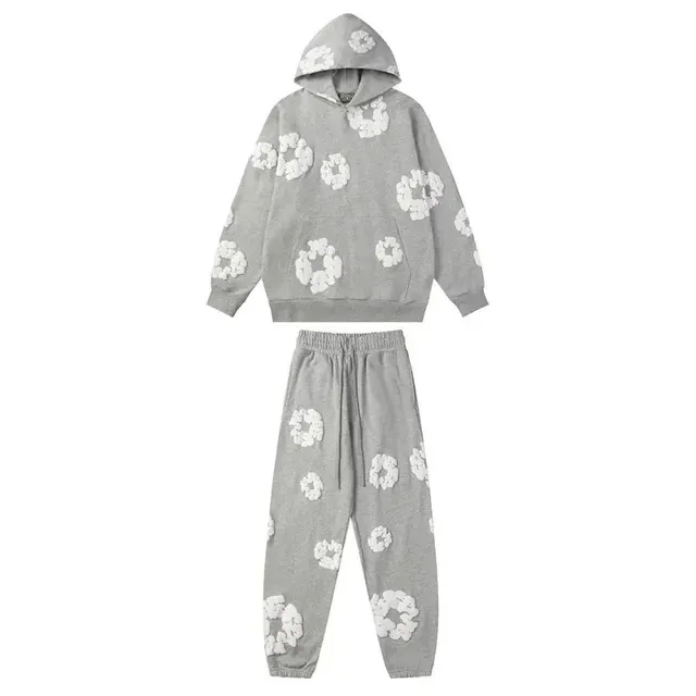 Denim Tears Hoodie and Joggers Set Floral Appliqué