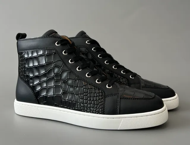 Christian Louboutin High-Top Sneaker Crocodile-Embossed
