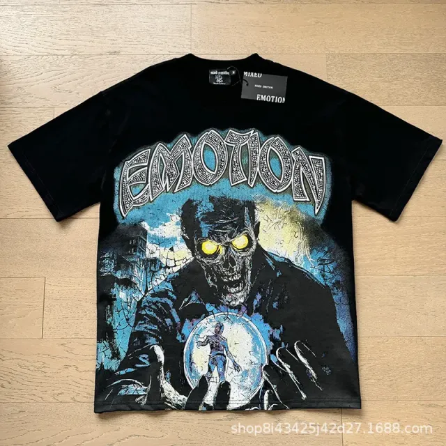 Mixed Emotion Graphic Tee Emotion Skull Print