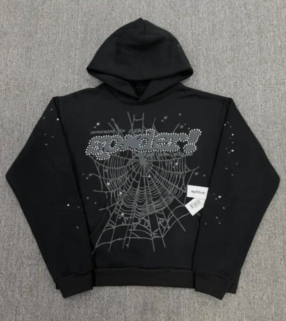 Sp5der Spider Hoodie Spiderweb Rhinestone