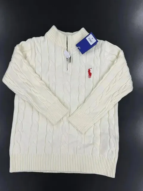 Polo Ralph Lauren Cable Knit Quarter-Zip Sweater Ivory