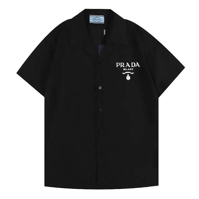 Prada Short-Sleeve Button-Up Shirt Logo-Embroidered
