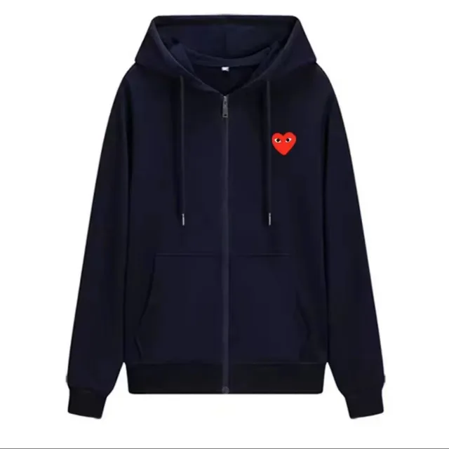 Comme des Garçons Zip-Up Hoodie Red Heart Logo