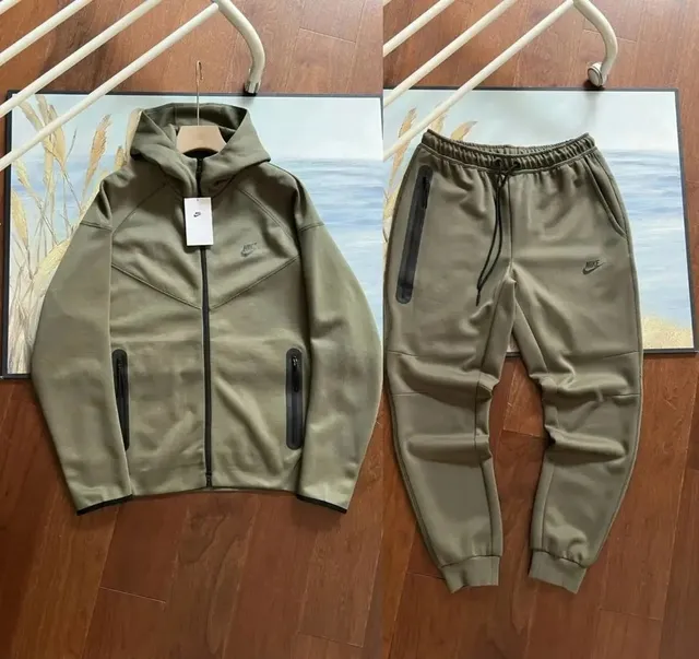 Nike Tech Fleece Hoodie and Joggers Olive
