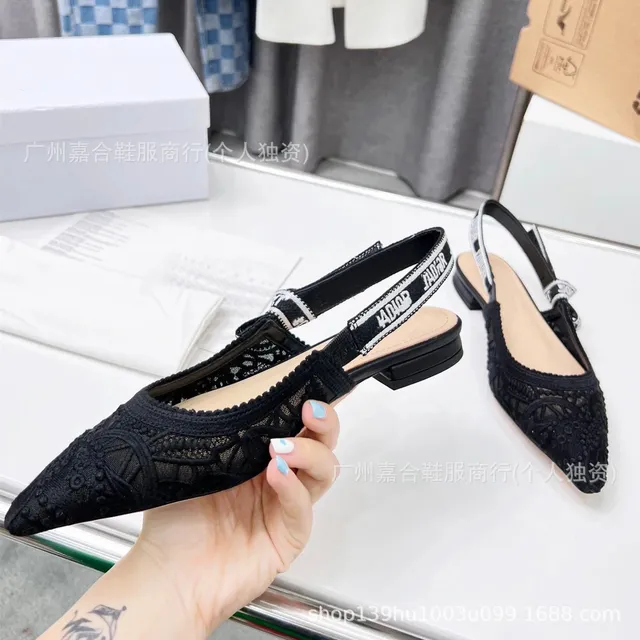 Dior Slingback Lace Embroidery