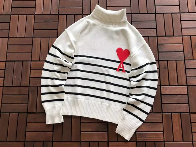 Amiri Turtleneck Sweater Heart Logo Stripe