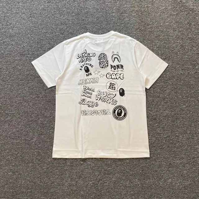 BAPE Graphic Tee Multi-Logo Print