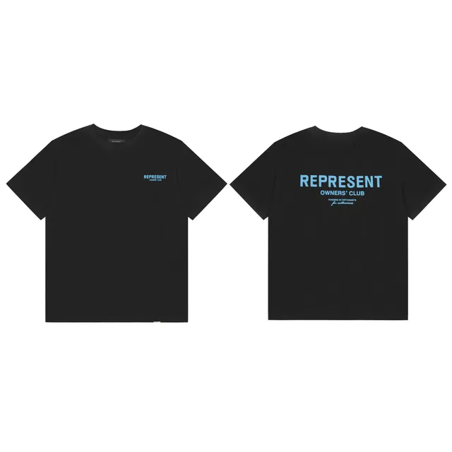 Represent Owners' Club Tee Black with Light Blue Print