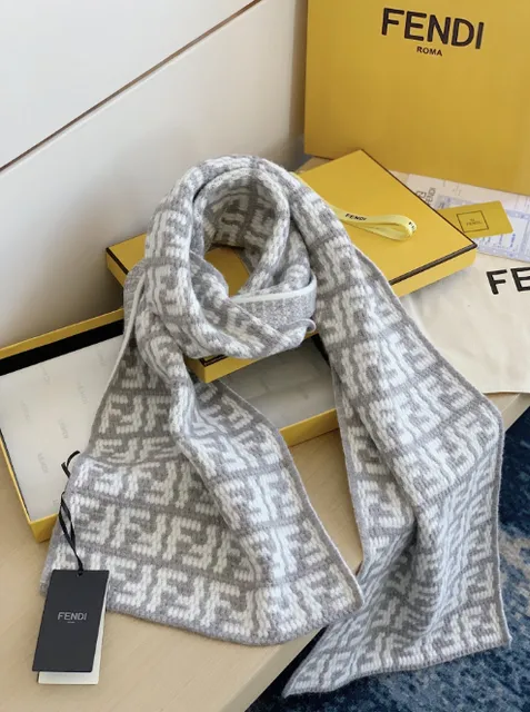 Fendi FF Logo Scarf Intarsia Knit