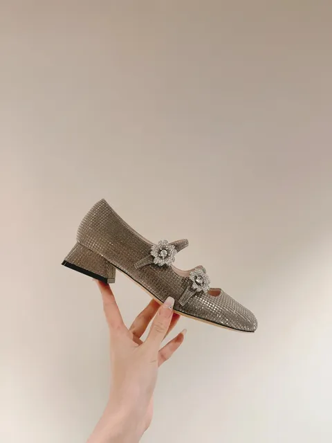 Gucci Mary Jane Heel Crystal Flower Embellished