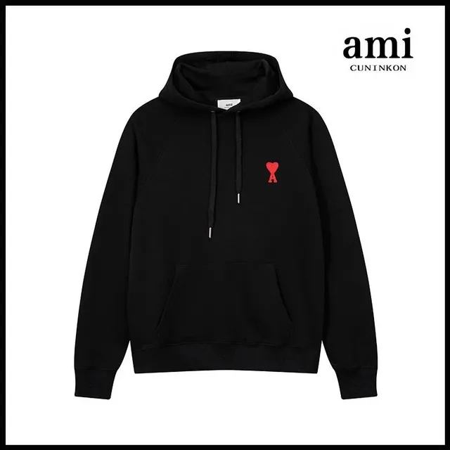AMI Paris Hoodie Red Heart Logo