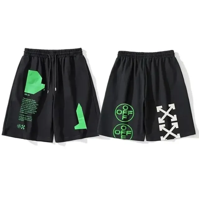 Off-White Printed Shorts Arrow and Text Graphic
