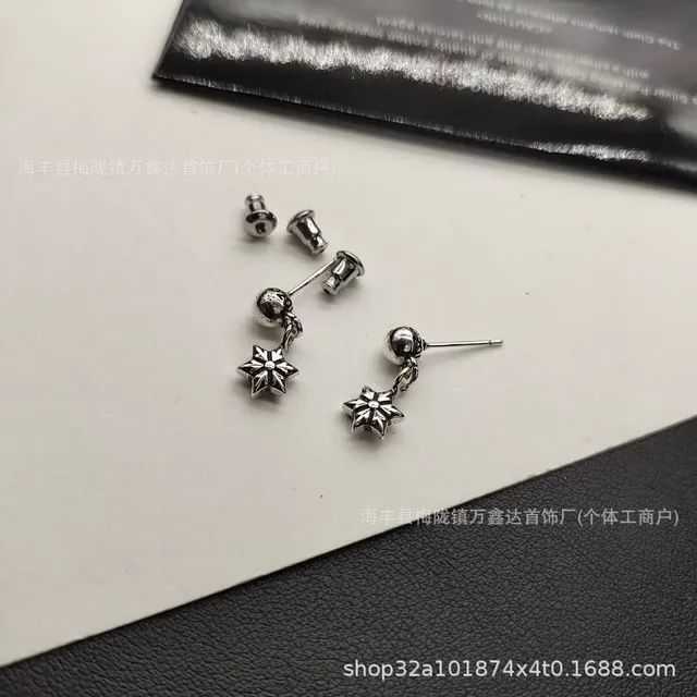 Chrome Hearts Star Drop Earrings Sterling Silver