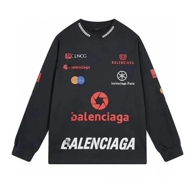 Balenciaga Logo-Print Long-Sleeve Tee Multi-Logo