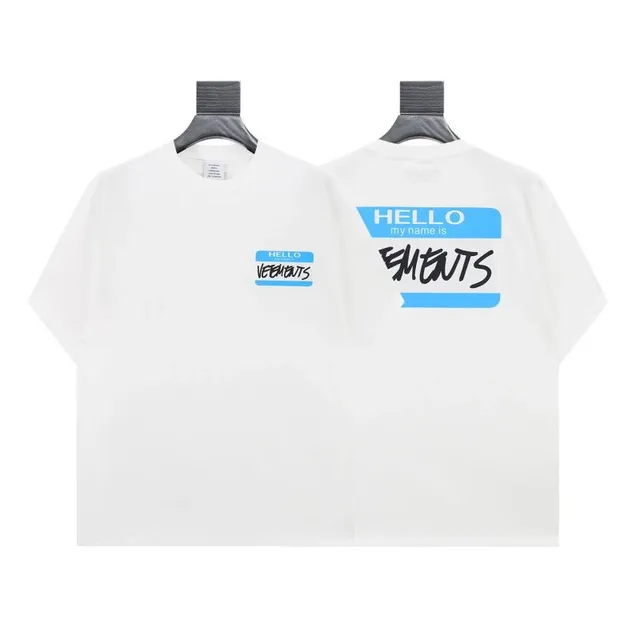 Vetements Hello Name Tag Tee Blue Label Graphic