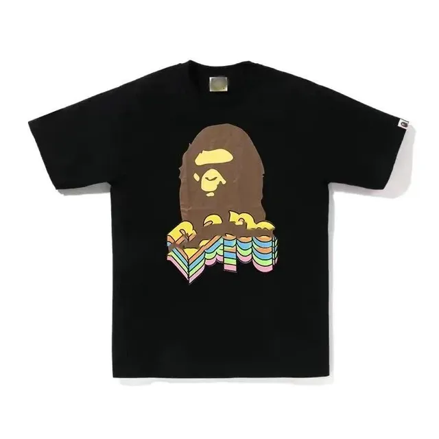 BAPE Graphic T-Shirt Ape Head with Rainbow Stacks