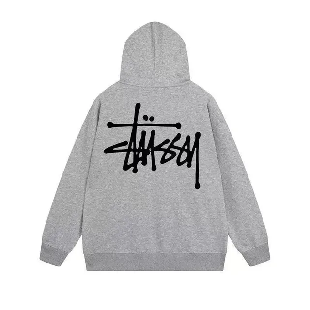 Stüssy Zip-Up Hoodie Heather Grey