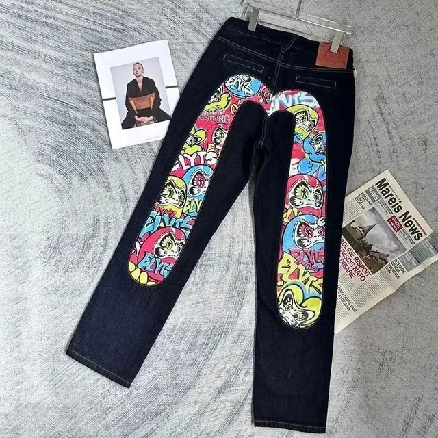 Evisu Graphic Patch Jeans Daikanyama Daruma Print