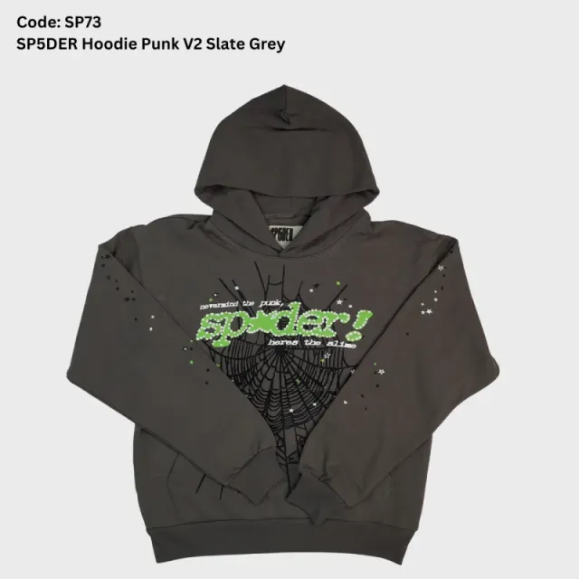 Sp5der Hoodie Punk V2 Slate Grey