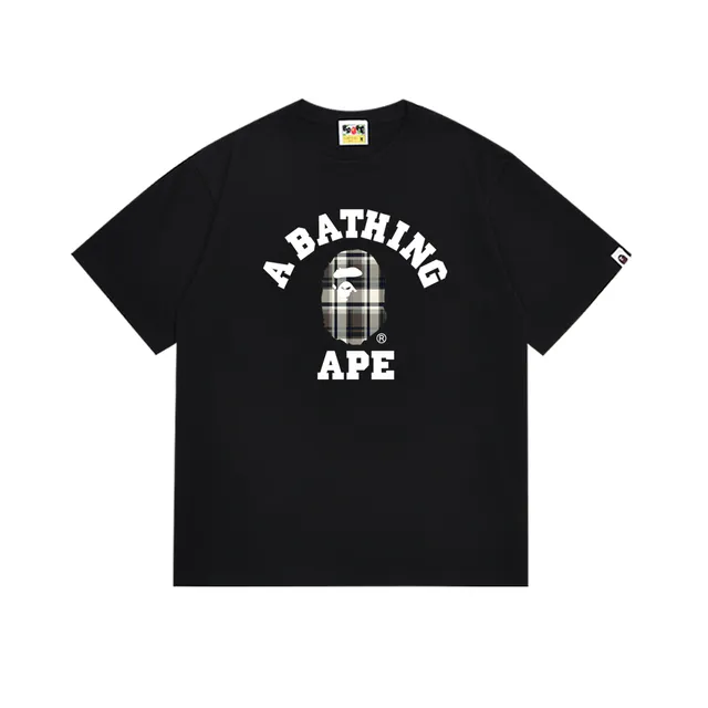 BAPE T-Shirt Plaid Ape Head Arch Logo