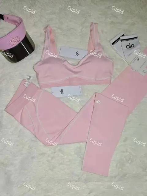 Alo Yoga Lounge Set Pink with White Trim