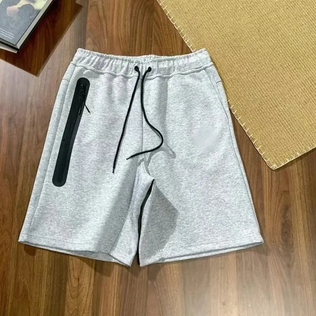 Nike Tech Fleece Shorts Heather Grey with Black Zip Detail