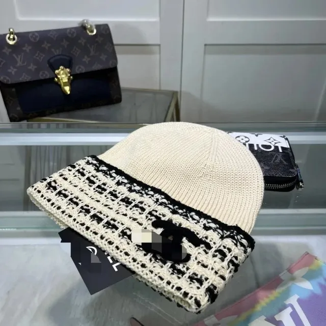 Chanel Knit Beanie Tweed Trim