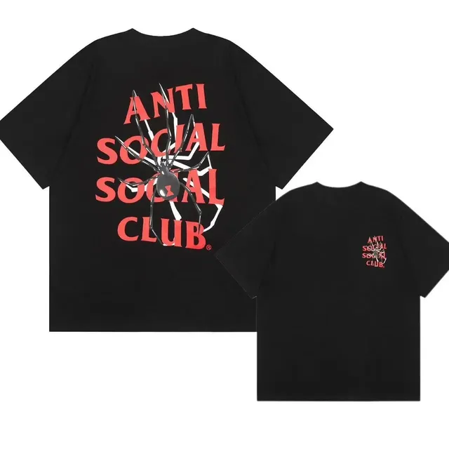 Anti Social Social Club Spider Tee Black with Red Logo and Spider Graphic