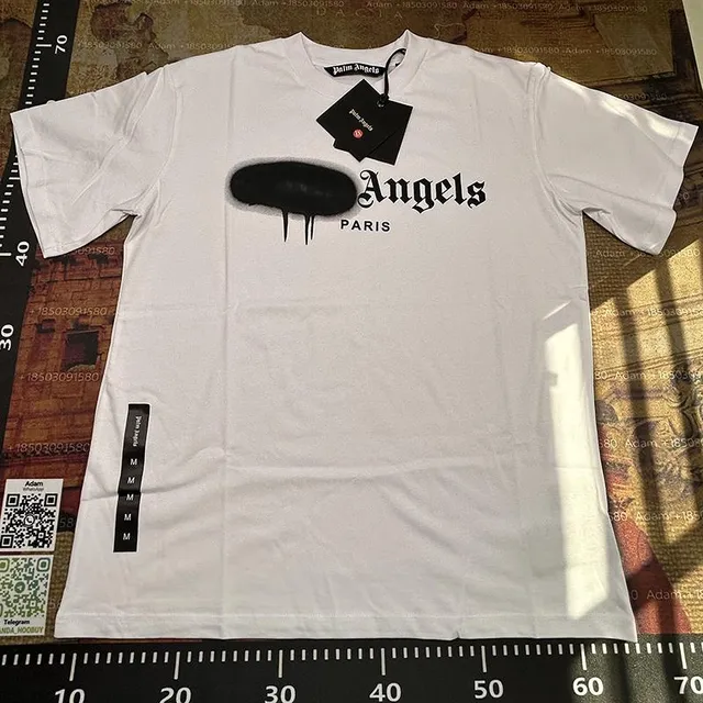 Palm Angels Angels Graphic Tee Black Spray Paint Logo