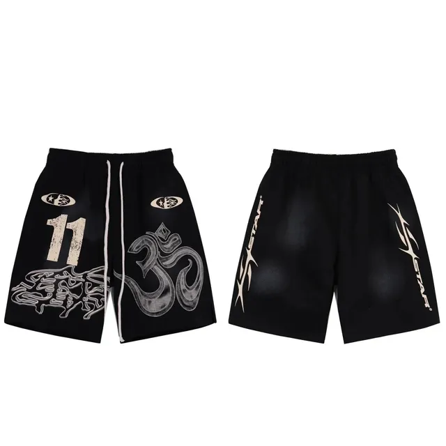 Hellstar Graphic Shorts Om Symbol & Number 11 Print