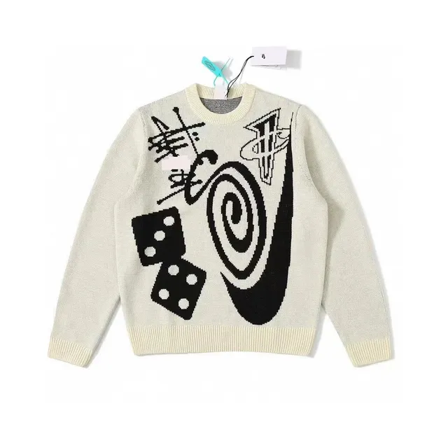Off-White Knit Sweater Dice and Spiral Print