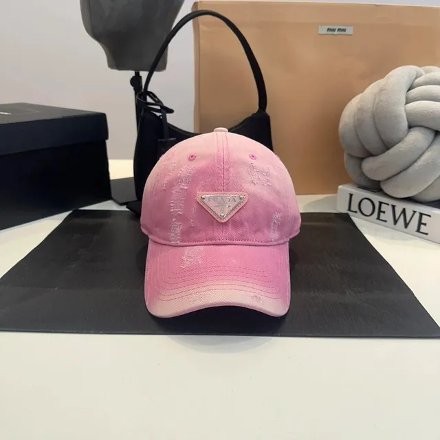 Prada Baseball Cap Distressed Pink