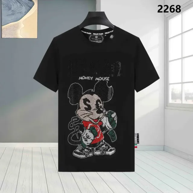 Philipp Plein × Disney Money Mouse T-Shirt Crystal-Embellished Mickey