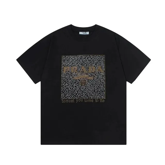 Prada Graphic T-Shirt Crystal-Embellished Logo