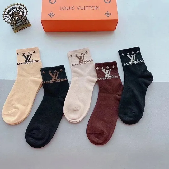 Louis Vuitton Logo Socks Monogram Print
