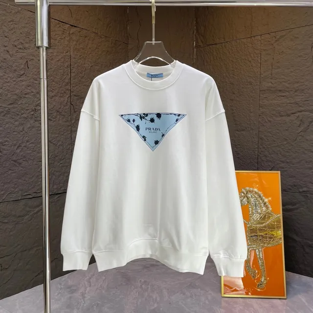 Prada Crewneck Sweatshirt Triangle Logo Print
