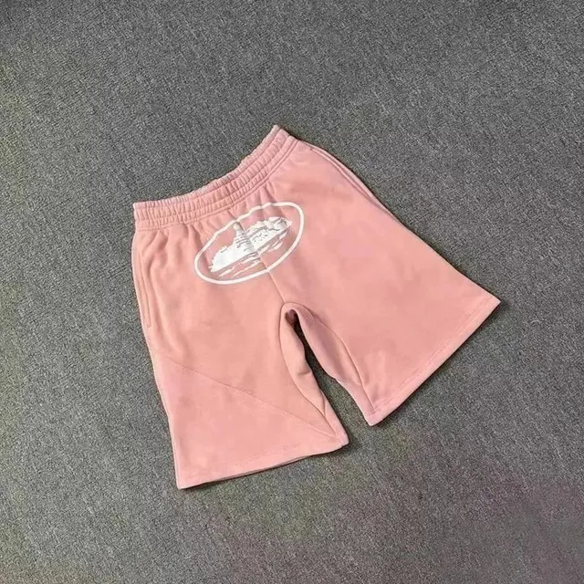 Corteiz Logo Shorts Pink with White Graphic