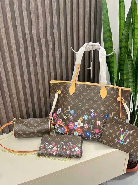 Louis Vuitton × KAWS Neverfull Takashi Murakami Flower Print