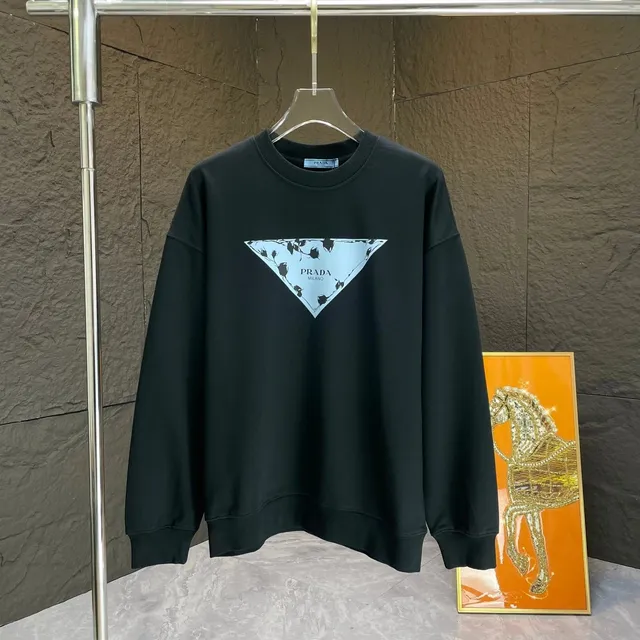 Prada Crewneck Sweatshirt Triangle Logo Print