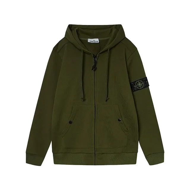 Stone Island Zip-Up Hoodie Olive Green