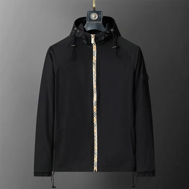 Burberry Hooded Windbreaker Jacket Checkered Zip Detail