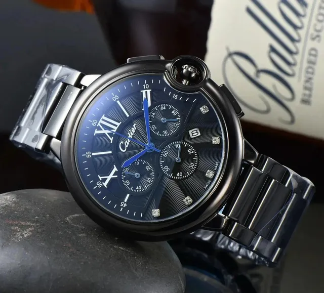 Cartier Santos Chronograph Black DLC with Blue Dial and Diamond Hour Markers