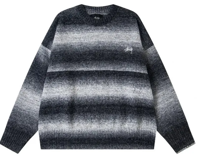 Stüssy Ombre Stripe Sweater Gradient Black to Grey