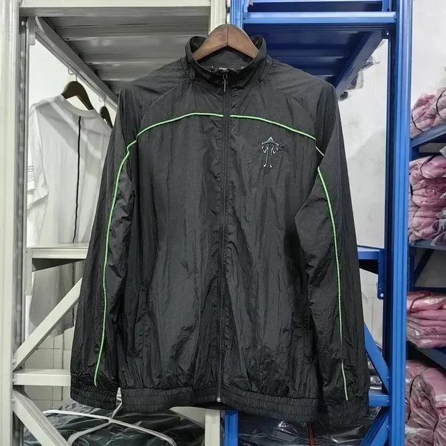 Chrome Hearts Windbreaker Jacket Black with Neon Green Piping