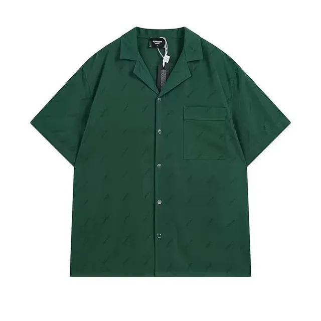 Short-Sleeve Button-Up Shirt All-Over Logo Print