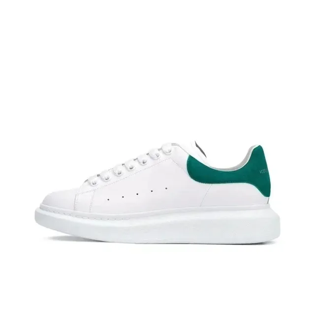 Alexander McQueen Oversized Sneaker White with Green Suede Heel