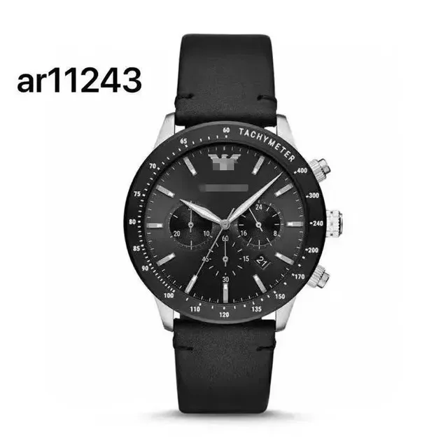 Armani Exchange Chronograph Watch Black Dial with Leather Strap