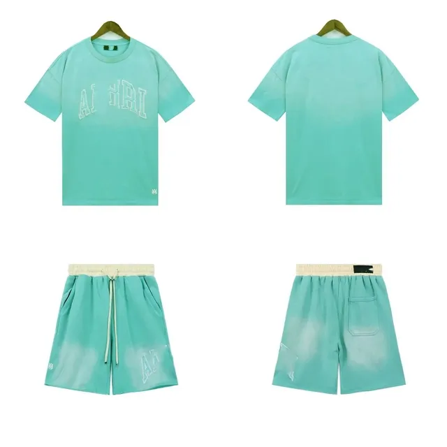 Amiri T-Shirt and Shorts Set Mint Dip-Dye