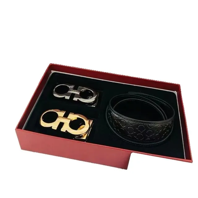 Ferragamo Double Gancini Belt Two-Tone Buckle Set