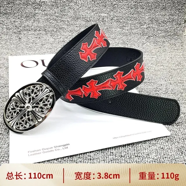 【按扣红光面110cm】红色十字架腰带